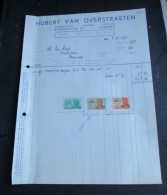 Oude  Faktuur   1950 Met 3 Ficale Gestempelde Zegels   HUBERT  VAN  OVERSTRAETEN   BOULEVARD  37   LEBBEKE - Lebbeke