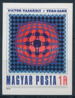 ** 1979 V. Vasarely: Vega-sakk Vágott Bélyeg (3.000) (gumihiba / Gum Disturbance) - Otros & Sin Clasificación