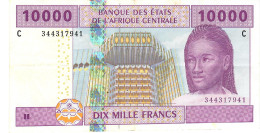 C.A.S. CHAD LETTER C  P610Ca 10.000  Or 10000 Francs 2002 SIGNATURE 5 = FIRST SIGNATURE   VF  NO P.h. - Stati Centrafricani