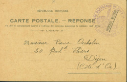 Guerre 14 CP Carte Postale Réponse Franchise Militaire 52 Cachet Parc D'artillerie De Place De Langres - Guerre De 1914-18