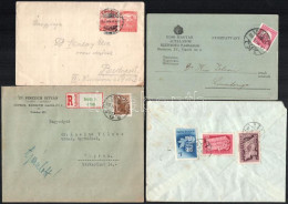 1911-1949 8 Db Futott Küldemény, Közte Levelezőlap, Levél, Helyi, Ajánlott, Mind Más Bérmentesítéssel - Other & Unclassified