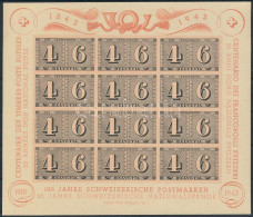 ** Svájc 1943 100 éves A Svájci Bélyeg Blokk Mi 9 (Mi EUR 110.-) (függőleges Csík (enyhe Nyomás) A Gumin / Vertical Stri - Other & Unclassified