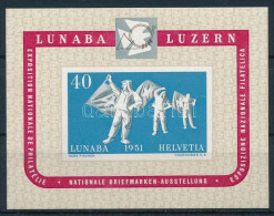 ** Svájc 1951 LUNABA Blokk Mi 14 (Mi EUR 260.-) (enyhe Ránc / Light Crease) - Other & Unclassified