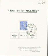 Guerre 40 Poche Atlantique Ilot De St Nazaire CAD La Baule 11 11 44 Loire Inférieure Petit Bloc Feuillet YT 407 Mercure - Autres & Non Classés