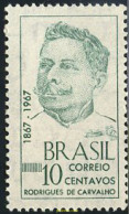 170753 MNH BRASIL 1967 CENTENARIO DEL NACIMIENTO DEL POETA I ESCRITOR RODRIGUES DE CARVALHO - Ungebraucht