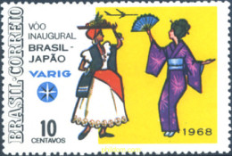 170810 MNH BRASIL 1968 VUELO INAGURAL BRASIL-JAPON POR LA COMPAÑIA VARIG - Ungebraucht