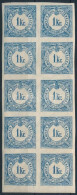 **, * 1898 Hírlapilleték Bélyeg 1kr 10-es Tömb (1 Bélyeg Falcos) / Newspaper Duty Stamp 1kr Block Of 10 (1 Stamp Is Hing - Sonstige & Ohne Zuordnung