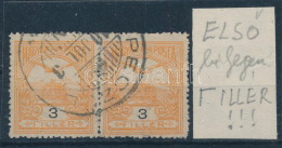 O 1906 Turul 3f Pár, A Bal Oldali Bélyegen Lemezhiba A Fillér Szóban / Mi 76 C Pair With Plate Flaw - Autres & Non Classés