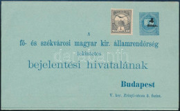 1900 Használatlan Felülnyomott Díjjegyes Rendőrségi Bejelentő Lap összefüggő Igazoló Szelvénnyel, Mindkettőre Turul 1f F - Altri & Non Classificati