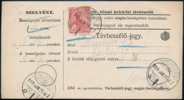 1913 Távbeszélő Jegy 1K Bérmentesítéssel / Telephone Ticket With 1K Franking "TRENCSÉN" - Zsolna - Otros & Sin Clasificación