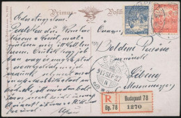 1917 Ajánlott Képeslap 10f és 25f Bélyegekkel / Registered Postcard With 10f And 25f Stamps Franking - Autres & Non Classés