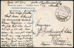 1915 Mostar Képeslap Magyar Címerű Tábori Posta Bélyegzéssel Villányba Küldve "... NÉPF. GYAL. EZRED. MENETZÁSZLÓALJ / G - Other & Unclassified