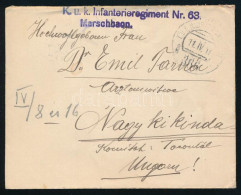 1917 Tábori Posta Levél "K.u.k. Infanterieregiment Nr.63 Marschbaon" + "HP 366 G" - Andere & Zonder Classificatie