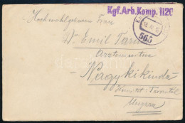 1918 Tábori Posta Levél "Kgf. Arb. Komp. 1120" + "FP 565" - Other & Unclassified