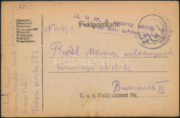 1918 Tábori Posta Levelezőlap "Cs. és Kir. 6. Hadsereg Kiképző Csoport ... Tisztes Tanfolyam Parancsnokság" + "TP 572" - Andere & Zonder Classificatie