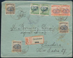 1919 Ajánlott Helyi Orosháza Levél 7 Db Debrecen Bélyeggel, Ritka Felhasználás! / Registered Local Cover With Debrecen S - Otros & Sin Clasificación