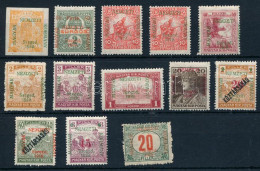 **, * Szeged 1919 13 Db Megszállási Bélyeg, Bodor Vizsgálójellel (Arató 3f Törés / Folded, Károly 20f Betapadás / Gumdis - Altri & Non Classificati