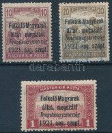 **, *, O Nyugat-Magyarország I. 1921 Arató 10f, 20f és Parlament 1K Bodor Vizsgálójellel - Altri & Non Classificati