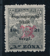 * Nyugat-Magyarország 1921 Arató 60f Hármas Lyukasztással, Bodor Vizsgálójellel (**65.000) - Sonstige & Ohne Zuordnung