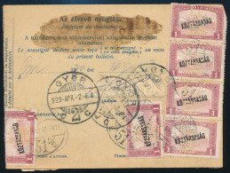 1920 Csomagszállító 11 Db M.F. Perfin Bélyeggel / Parcel Card With Perfin Stamps - Other & Unclassified