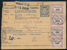 1922 Csomagszállító 9 Db Hivatalos 1000f Bélyeggel / Parcel Card With Official Stamps - Other & Unclassified