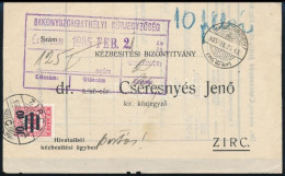 1935 Kézbesítési Bizonyítvány 10/80f Kisegítő Portóval / Delivery Certificate With Postage Due - Andere & Zonder Classificatie
