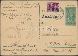 1945 (5. Díjszabás) Levelezőlap Ausztriába Osztrák Cenzúrával / Postcard To Weiz With Austrian Censorship Mark - Altri & Non Classificati