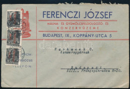 1946 (15. Díjszabás) Budapest Helyi Levél 3 Bélyeges Bérmentesítéssel - Autres & Non Classés