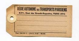 Etiquette Américaine Métro De Paris 1965 "Régie Autonome Des Transports Parisiens - RATP" Train - Chemin De Fer - Altri & Non Classificati