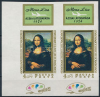 ** 1974 Mona Lisa Vágott ívsarki Szelvényes Pár (8.000) (ujjlenyomatok) / Mi 2940 Imperforate Corner Pair With Tabs (fin - Other & Unclassified