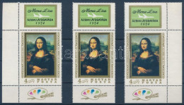 ** 1974 3 Db Mona Lisa Felső Szelvényes Bélyeg (3.600) - Otros & Sin Clasificación