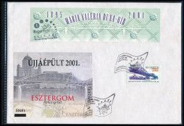 2001 Újjáépült Esztergom Párkányi-híd (Mária Valéria-híd) Felülnyomott Emlékív FDC-n - Otros & Sin Clasificación