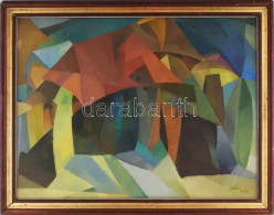 Kőrösi Papp Kálmán (1940): A Város Fényei, 1982. Olaj, Farost. Jelzett. 55x75 Cm Fa Keretben - Andere & Zonder Classificatie