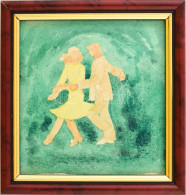 B. Séday Mária (1925-2009): Táncospár. Akvarell, Ceruza, Papír, Jelzett. Üvegezett Fakeretben. 12×11,5 Cm - Otros & Sin Clasificación