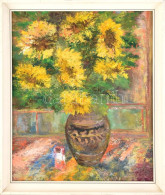 Hubay Miklós (1922 - ): Virágcsendélet. Olaj, Vászon. Keretben. Jelzett. 60x50cm - Autres & Non Classés
