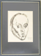 Ilosvai Varga István (1895-1978): Férfi Portré, 1925. Paris. Szén, Papír. Jelzett. Üvegezett Fakeretben.24x22 Cm - Autres & Non Classés