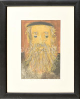 Kaszás István Viktor (1928-2015): Rabbi II. Gouache, Ceruza, Papír, Jelzett, üvegezett Fakeretben, 20x13 Cm - Autres & Non Classés
