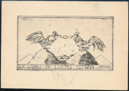 Vadász Endre (1901-1944): Ex Libris Dr. Lustig István, Rézkarc, Papír, Jelzett, 6×10 Cm - Other & Unclassified