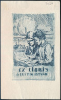 Parobek Alajos (1896-1947): Ex Libris Dr. Lustig István, Rézkarc, Papír, Jelzett, 11,5×7 Cm - Sonstige & Ohne Zuordnung