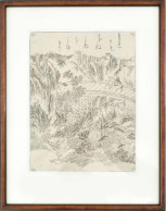 XIX. Sz. Ismeretlen Japán Művész Munkája: Lovas A Hídon. Fametszet, Papír. Üvegezett Fakeretben. 23,5×17,5 Cm - Gravures