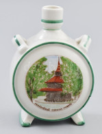 Zsolnay Parádfürdő Csevice Forrás Porcelán Kulacs, Jelzéssel, Hibátlan, M: 11 Cm - Autres & Non Classés