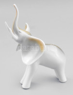 Hollóházi Porcelán Elefánt, Terv.: Schrammel Imre, Kézzel Festett, Jelzett, Hibátlan, M: 18 Cm - Otros & Sin Clasificación