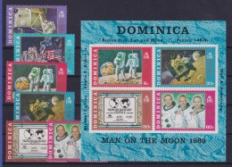 Dominica 1970 Mondlandung Apollo 11  Mi.-Nr. 290-295, Block 2 ** - Dominique (1978-...)