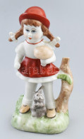 Gombát Szedő Lány Porcelán Figura, Jelzéssel, Hibátlan, M: 15 Cm - Sonstige & Ohne Zuordnung