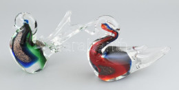 Murano: Madár Pár. Kézzel Készült üveg, Egyik Jelzett, Hibátlan állapotban, M: 15-16 Cm, H: 19-20 Cm, Gyűjtői Darab! - Glas & Kristall