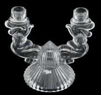 Bohémia, Art Deco üveg Gyertyatartó, Jelzés Nélkül, Hibátlan, M: 19 Cm - Verre & Cristal