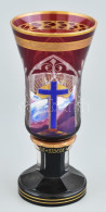 1930 Katolikus Emlékpohár, Kézzel Festett, Szép állapotban, M: 21,5 Cm - Verre & Cristal