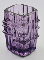 Vladislav Urban Design Cseh Lila üveg Váza, 1960 Körül, Jelzés Nélkül, M:14cm - Verre & Cristal