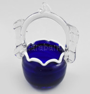 Erdélyi? Antik üveg Kosár, Anyagában Színezett, Hutaüveg. XIX. Sz. Hibátlan 17 Cm - Glass & Crystal