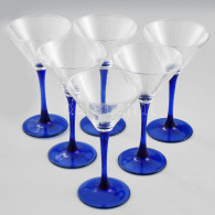 6 Db Kék Fehér Martinis, Koktélos Pohár. Hibátlan 16,5 Cm - Glas & Kristall